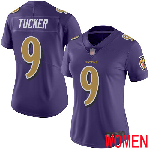 Baltimore Ravens Limited Purple Women Justin Tucker Jersey NFL Football 9 Rush Vapor Untouchable